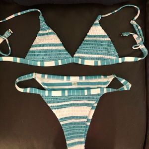 NWOT Blue and white stripe bikini